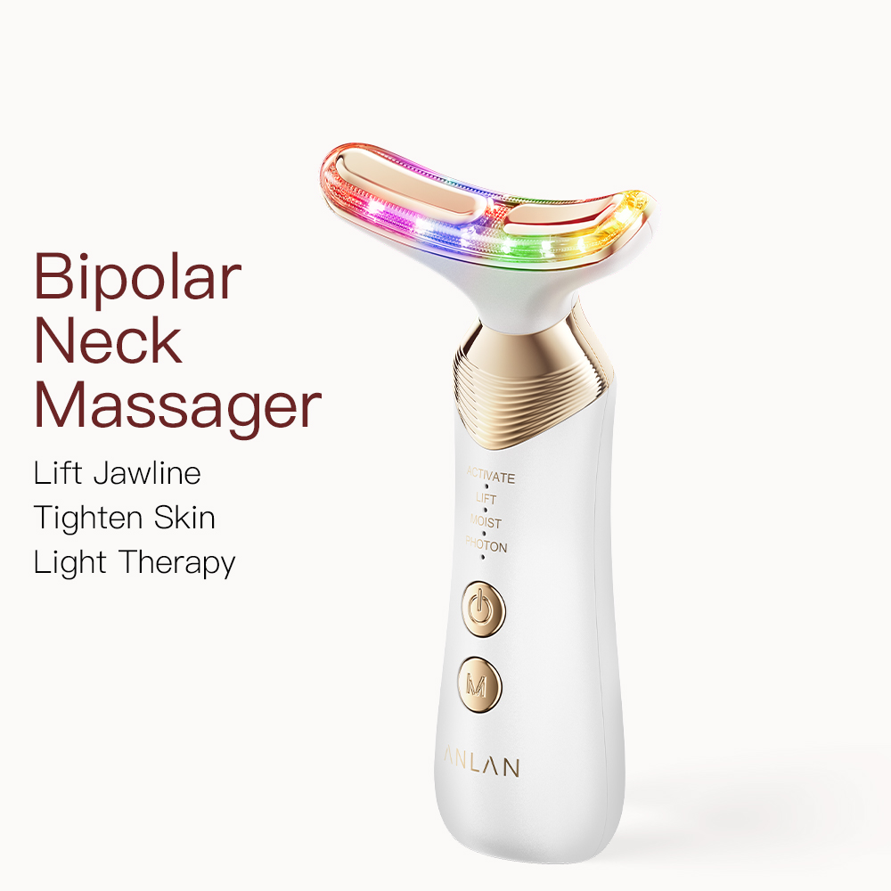 ANLAN Dual Polar Neck Beauty Device Anti-aging Remove Double Chin EMS Facia Lifting 5-color Photon Warm Facial Massager 24K Gold