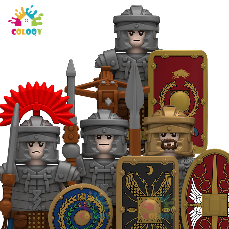 Kids Toys Medieval Knights Building Blocks Roman Infantry Armor Guard Warriors Mini Action Figures Toys For Kids Christmas Gifts