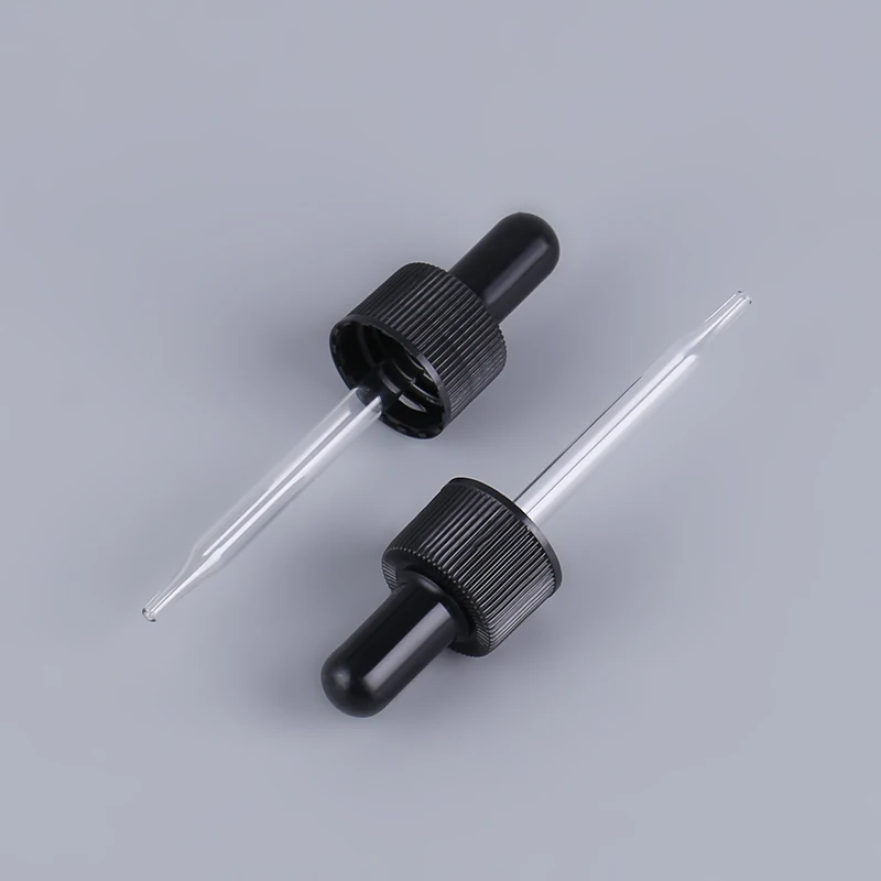 Black Plastic Cosmetic Glass Bottles Dropper Cap Pipette Lid Cover Accessories Essential Oil Supply Black Plastic Screw Bottle