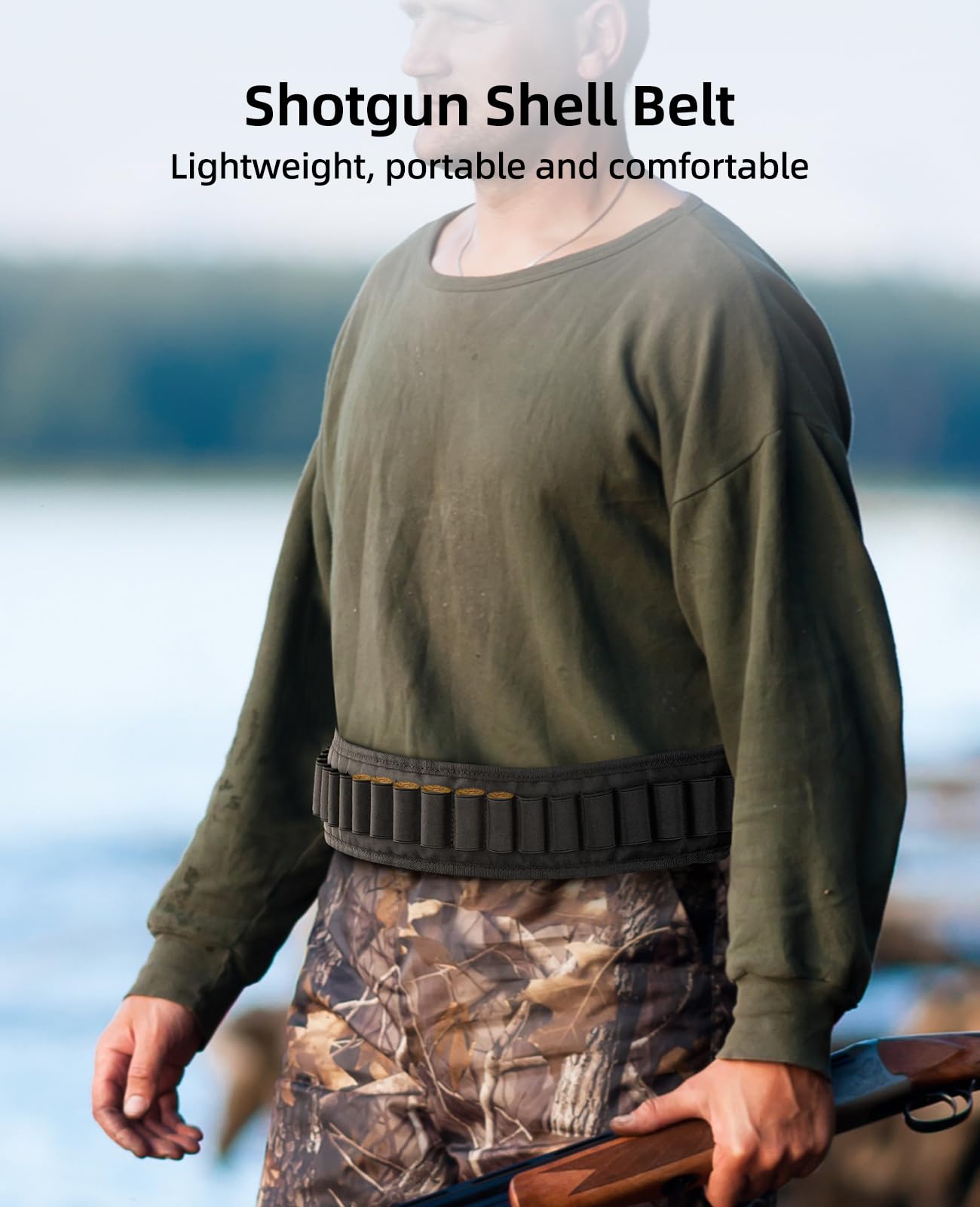 Airsoft 25 Round Shotgun Shell Belt Shotgun Bandolier Shoulder Holder Carrier Belt or Strap Adjustable Length for 10 or 12 Gauge