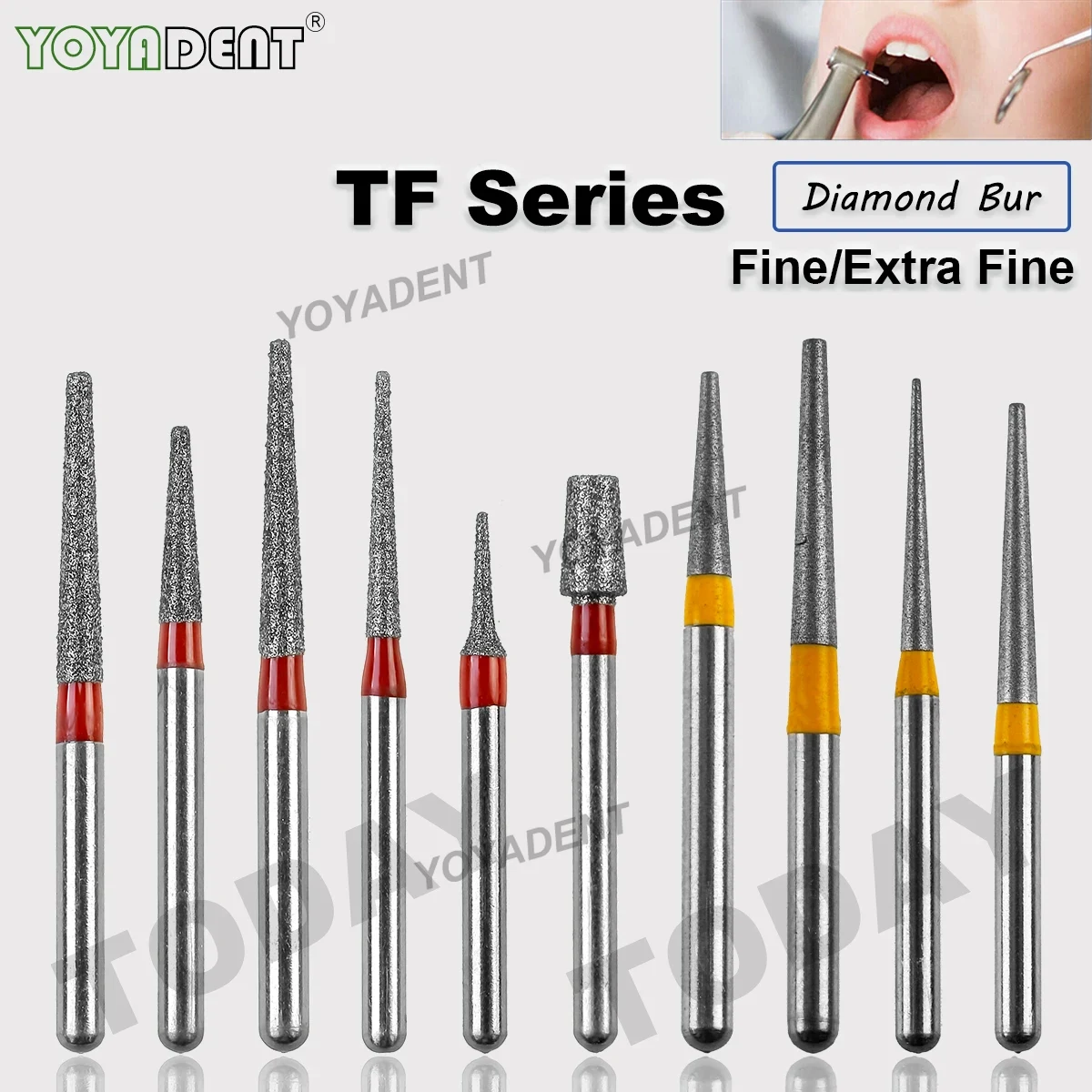 TF Type Fine Dental Burs Diamond Burs Dentistry Strawberries For High Speed Handpiece FG 1.6mm Dental Drill 10pcs/Pack