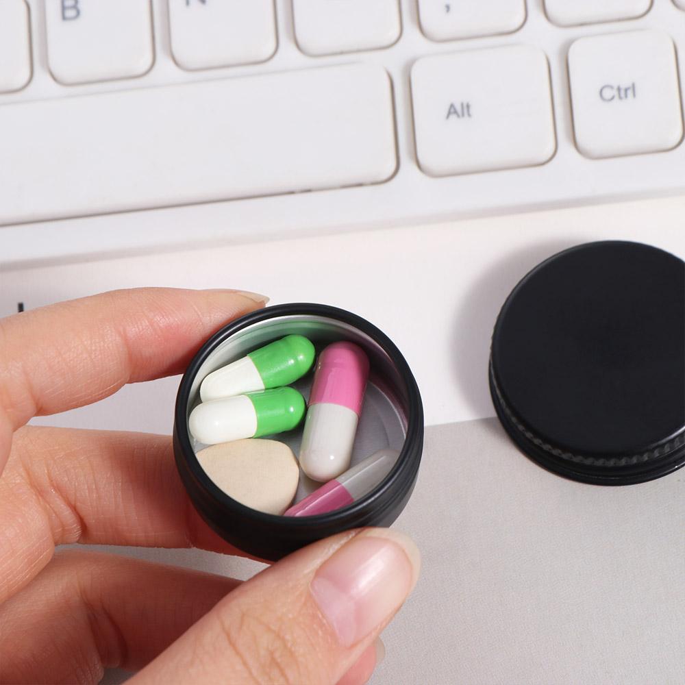 Modern Dust-proof Black Pill Box Not Rust With Lid Mini Medicine Box Safety Light-proof Pill Packing Box Medicine Storage