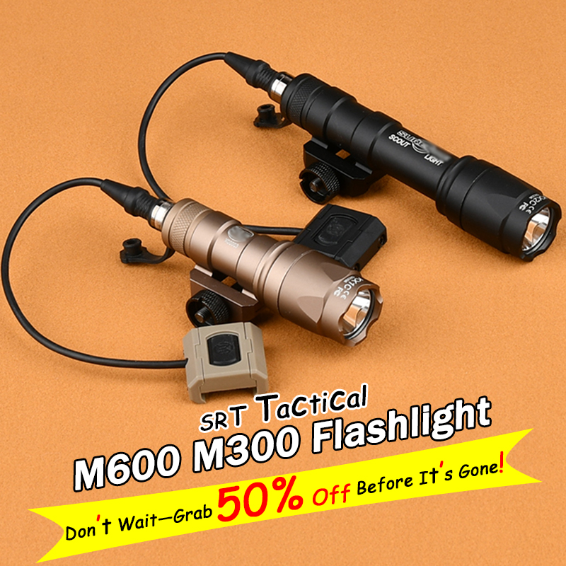 WADSN Tactical Surefir M600 M300 Airsoft Flashlight Scout Light Modbutton Switch MLok Keymod Hunting Weapon Lamp Rifle White LED