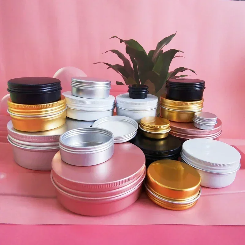 5/10/15/20/30/50/100/150/200g Empty Aluminum Box Lids Silvery Tin Cans Round Metal Ceam Jar Cosmetic Containers Black Roundnd