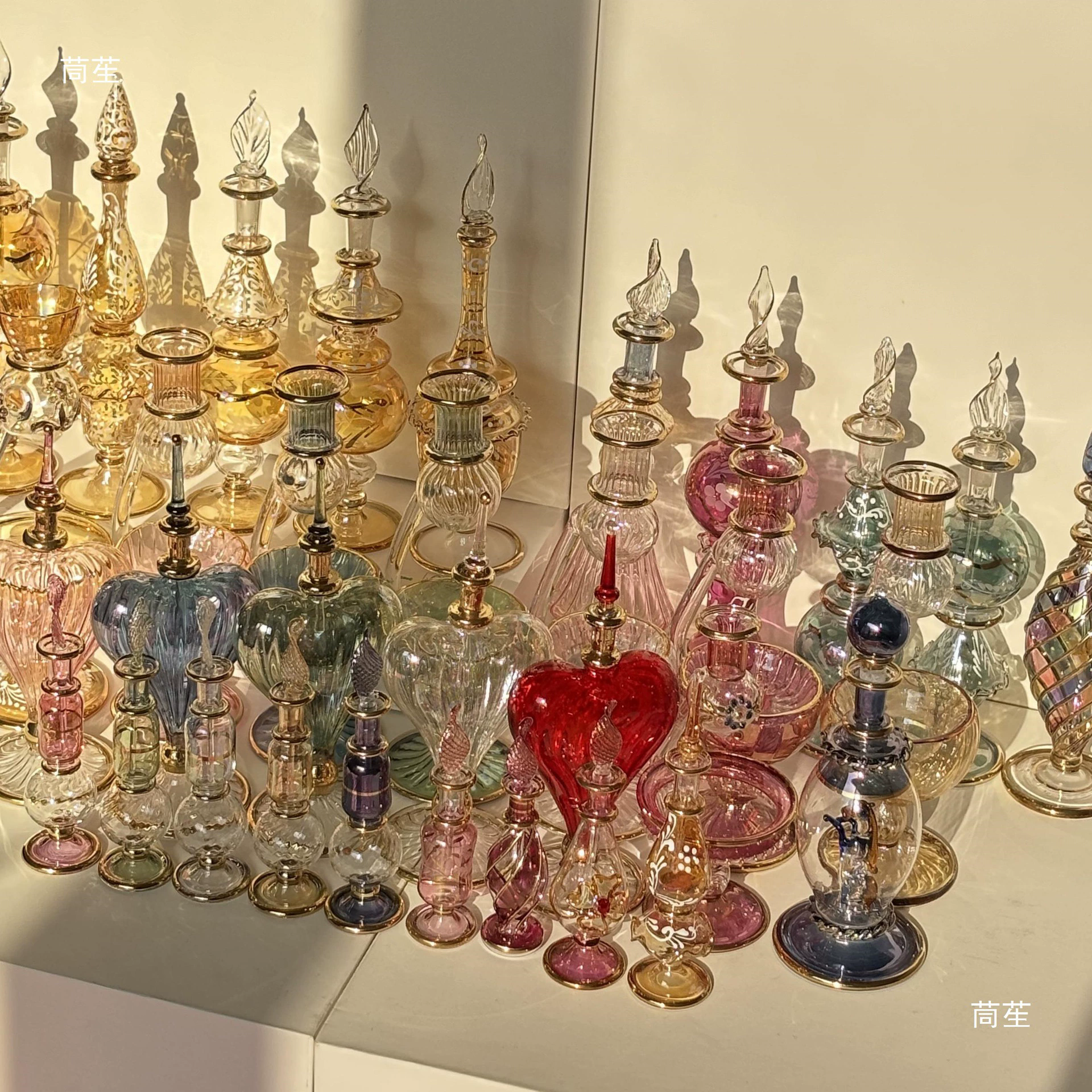 Egyptian handmade essential oil empty bottle perfume glass ornaments, handmade candles, aroma lamps, three-dimensional festival