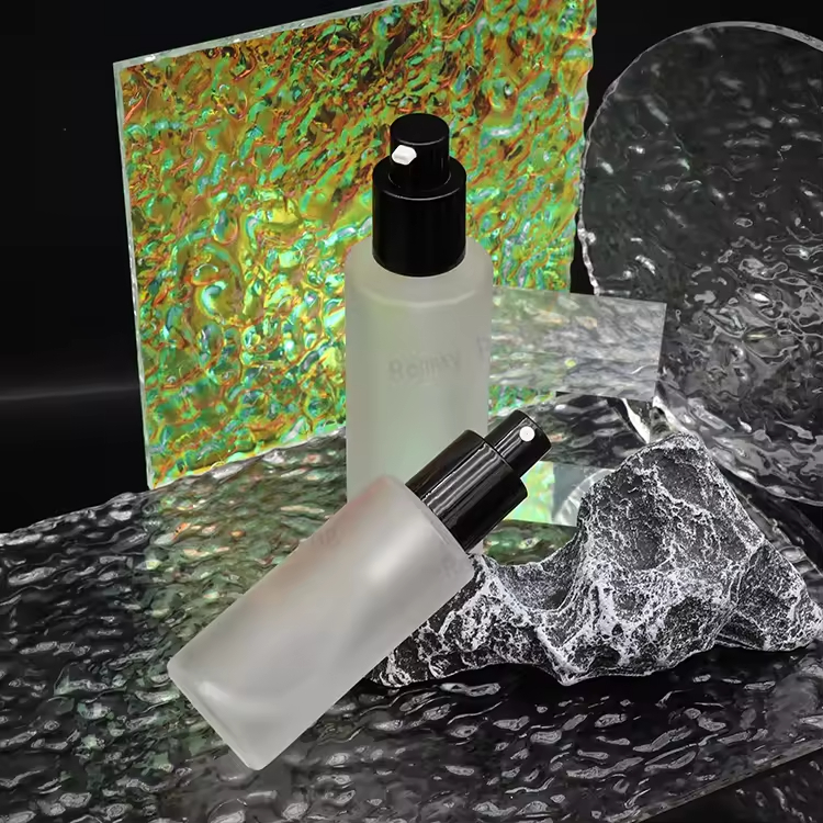 Clear Glass Lotion Serum Cosmetic Packaging Skincare Spray Bottle Frosted Glass Emulsion Pump Bottle Cylinder Flat Shoulder PET