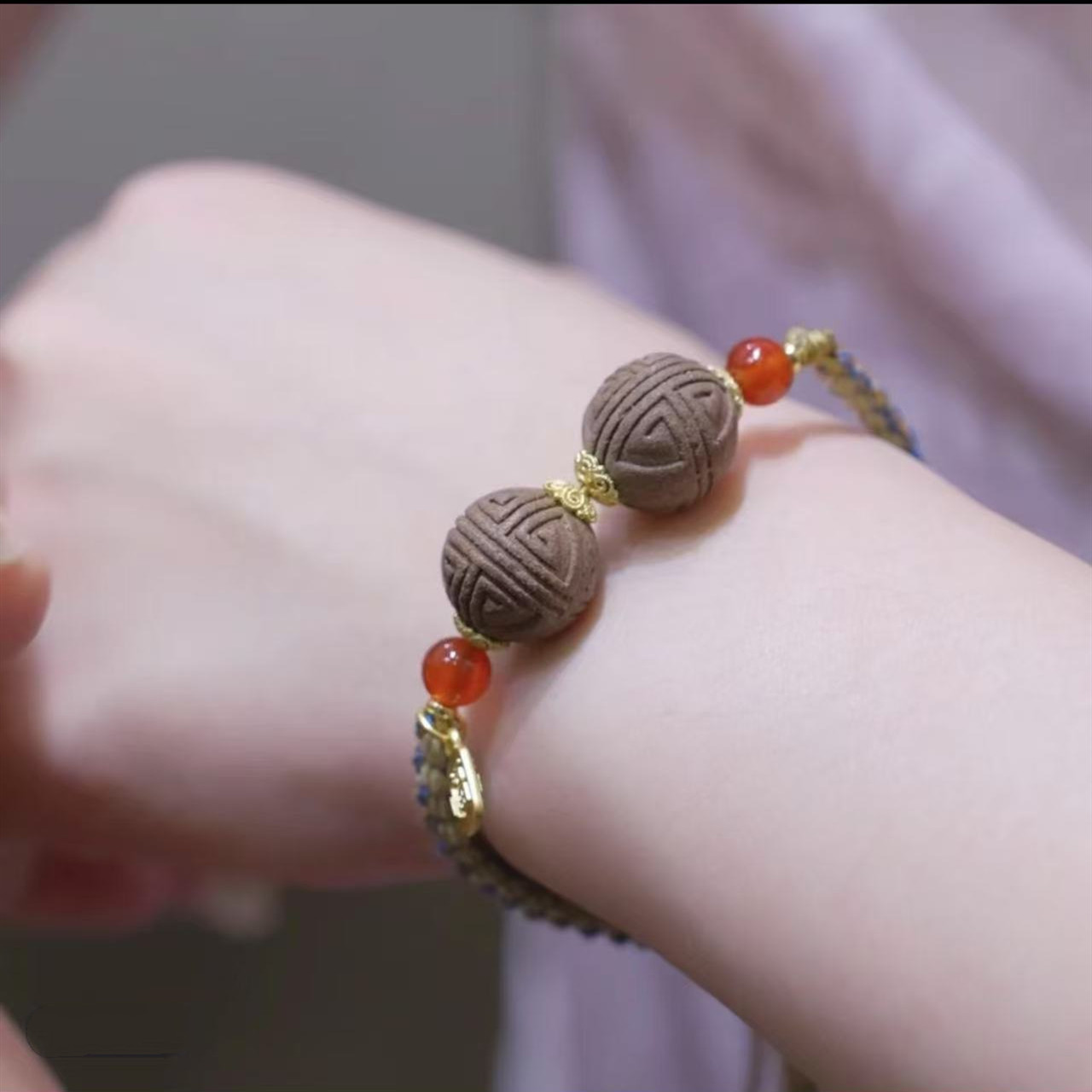 Sleep Aid Goose Pear Extract Ancient Method Combination Fragrant Beads 1.2cm Double Bead Handmade Rope Bracelet Best Gift