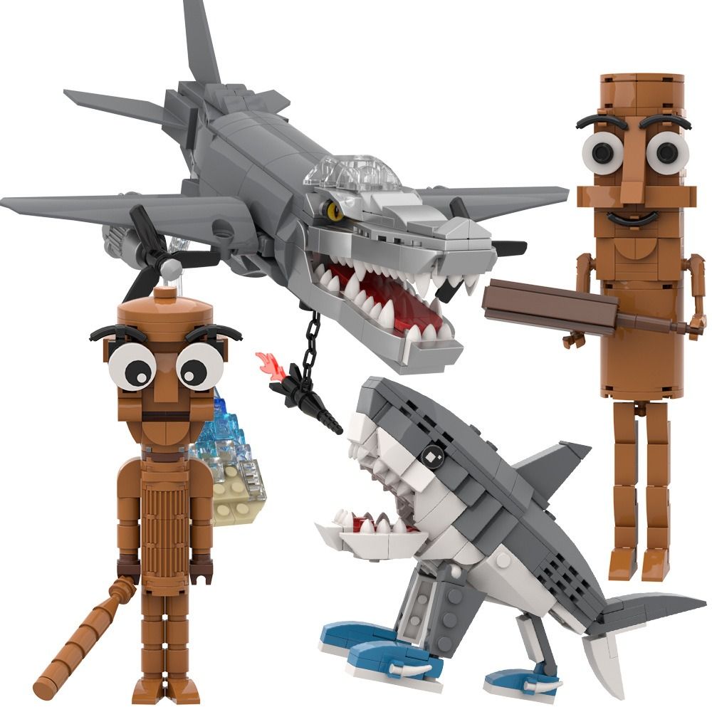 Shark Figurine Tungtungsahur Building Blocks Funny Doll Assembly Tralalero Tralala Figure Ornament Articulated Movable