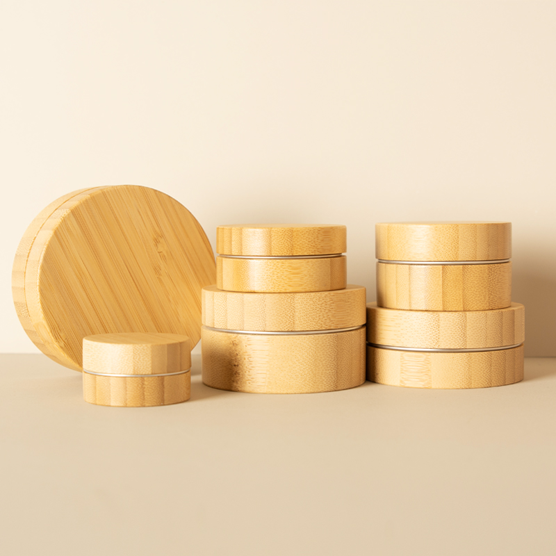 Bamboo container empty bamboo wooden packaging Bamboo Cosmetic Packaging Wood Food Container With Cover for Cosmetics Food Jars