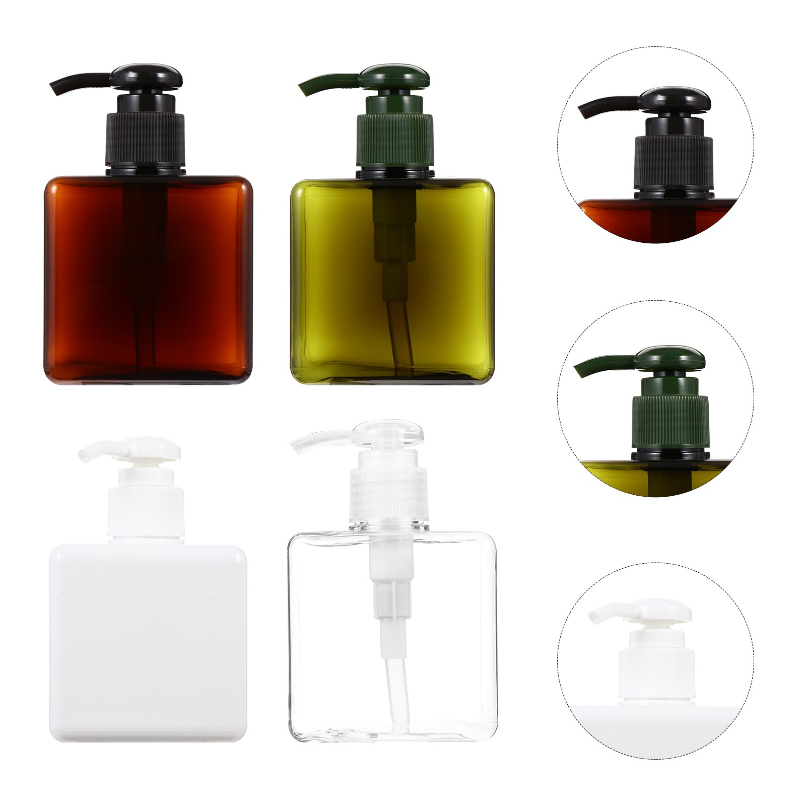 4pcs Press Bottle Set Lotion Pump Refillable Empty Dispenser Plastic Travel Toiletries Shampoo Container Portable