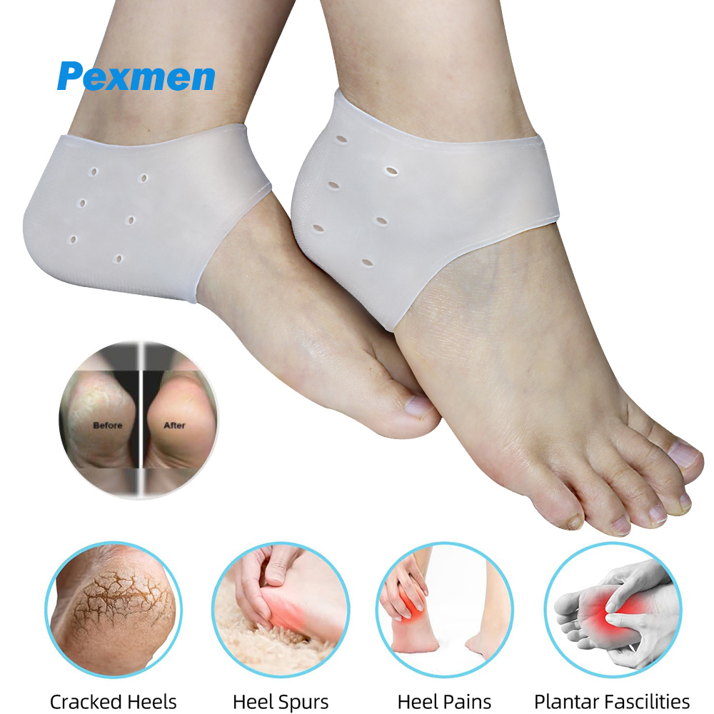 Pexmen 2Pcs/Bag Gel Heel Protectors Breathable Heel Cups for Cracked Heel Pains Heel Cushions for Men and Women
