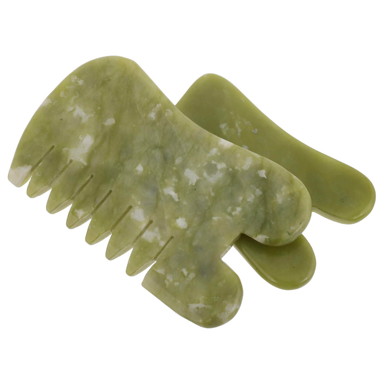 2 Pcs Xiuyu Gua Tool 5 3x7 2cm 9 2x6 1cm Facial Body Scraper Natural Stone Massage Set Green Color Face Skincare Tools
