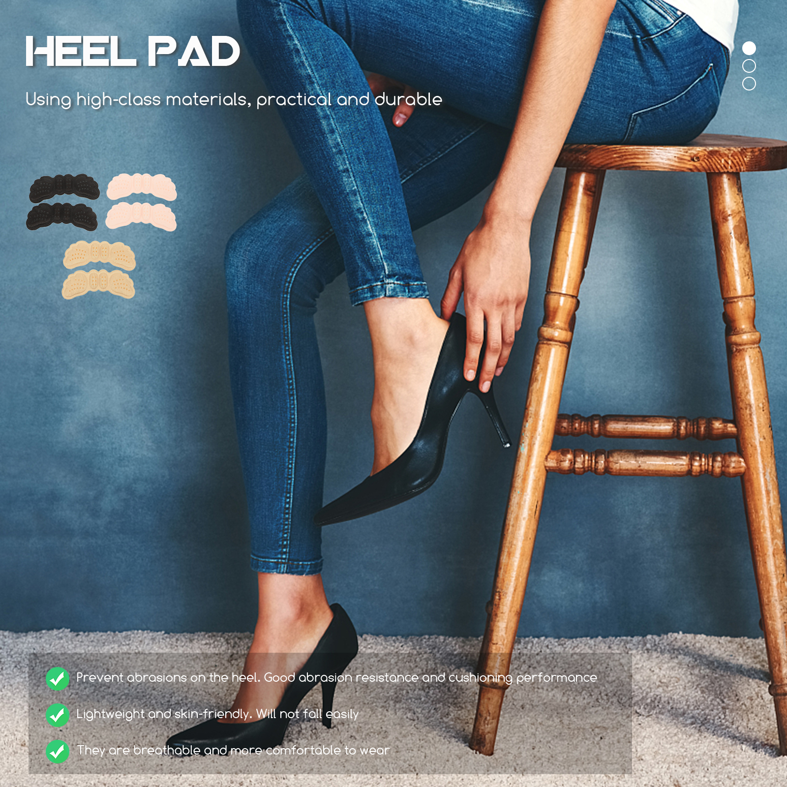 3 Pairs Anti-slip Heel Patch Shoes Pads Protectors Sports Grips for Women Dispensing Cushion Thick Miss Liners