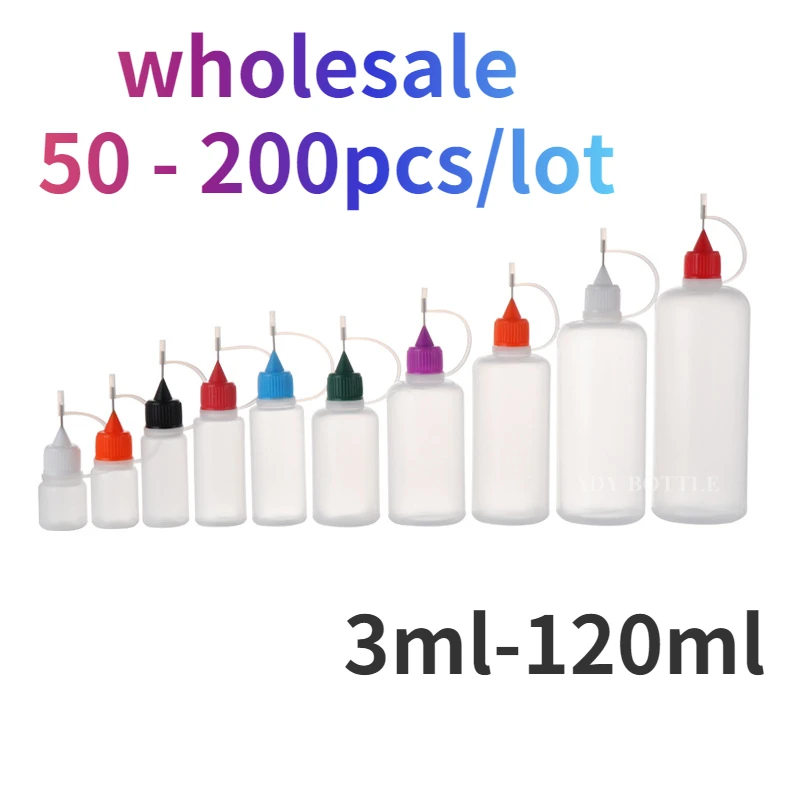 3ml-120ml Sharp-mouth Bottle Transparent  Plastic Squeezable Needle Bottles Refillable Bottle Color Paste Bottle Dye Bottling