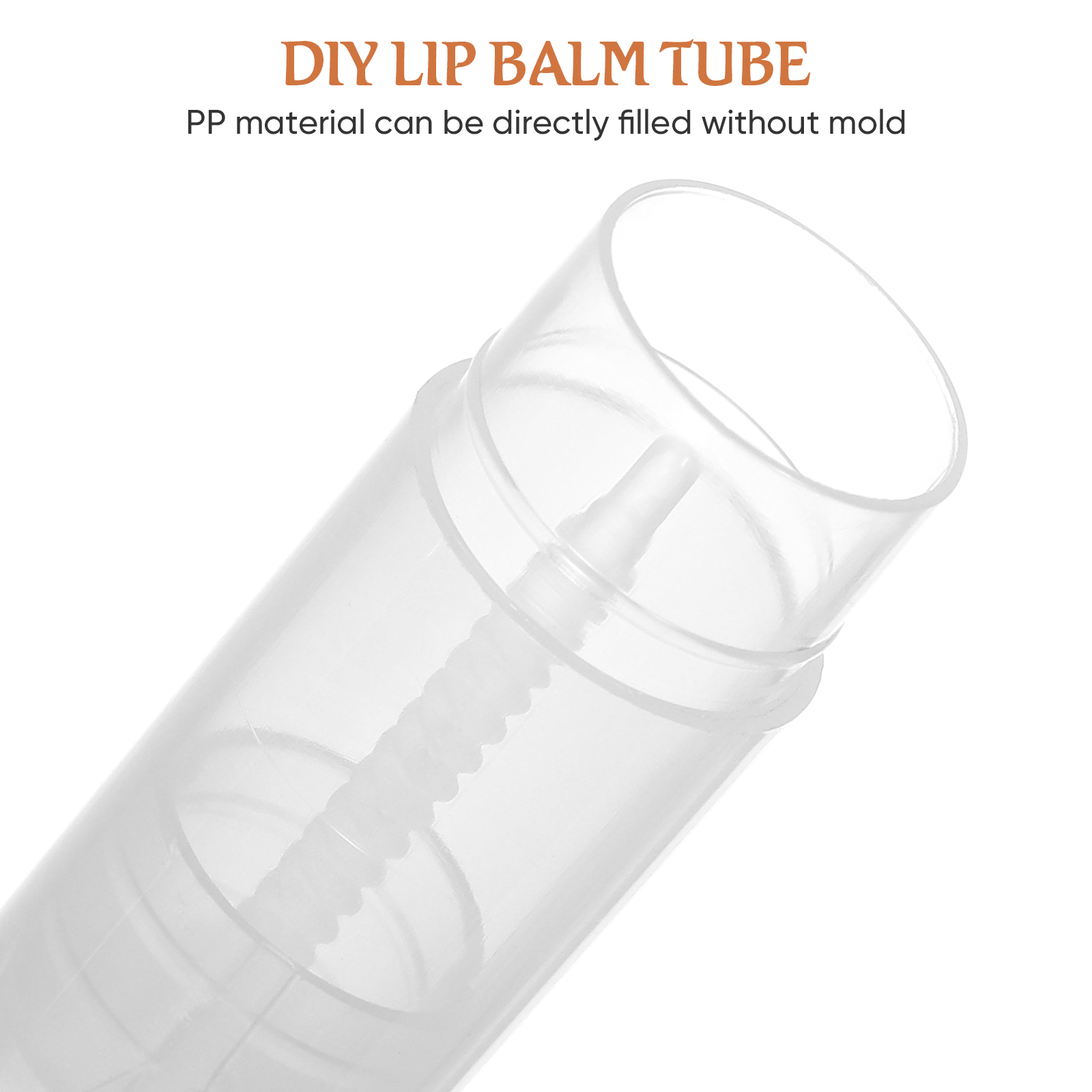 50pcs Lip Balm Tubes Clear Empty Containers Cute Gloss Wand Packaging Lids Safe Polypropylene Material DIY Push Wheel Mechanism
