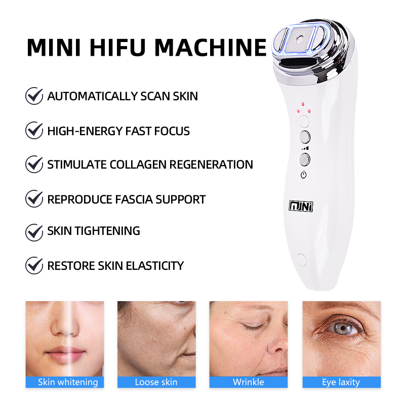 New Mini HIFU Ultrasonic Machine EMS Micro Current Facial Beauty Instrument Firming Skin Care Anti-Wrinkle Tool LESEN US EU PLUG
