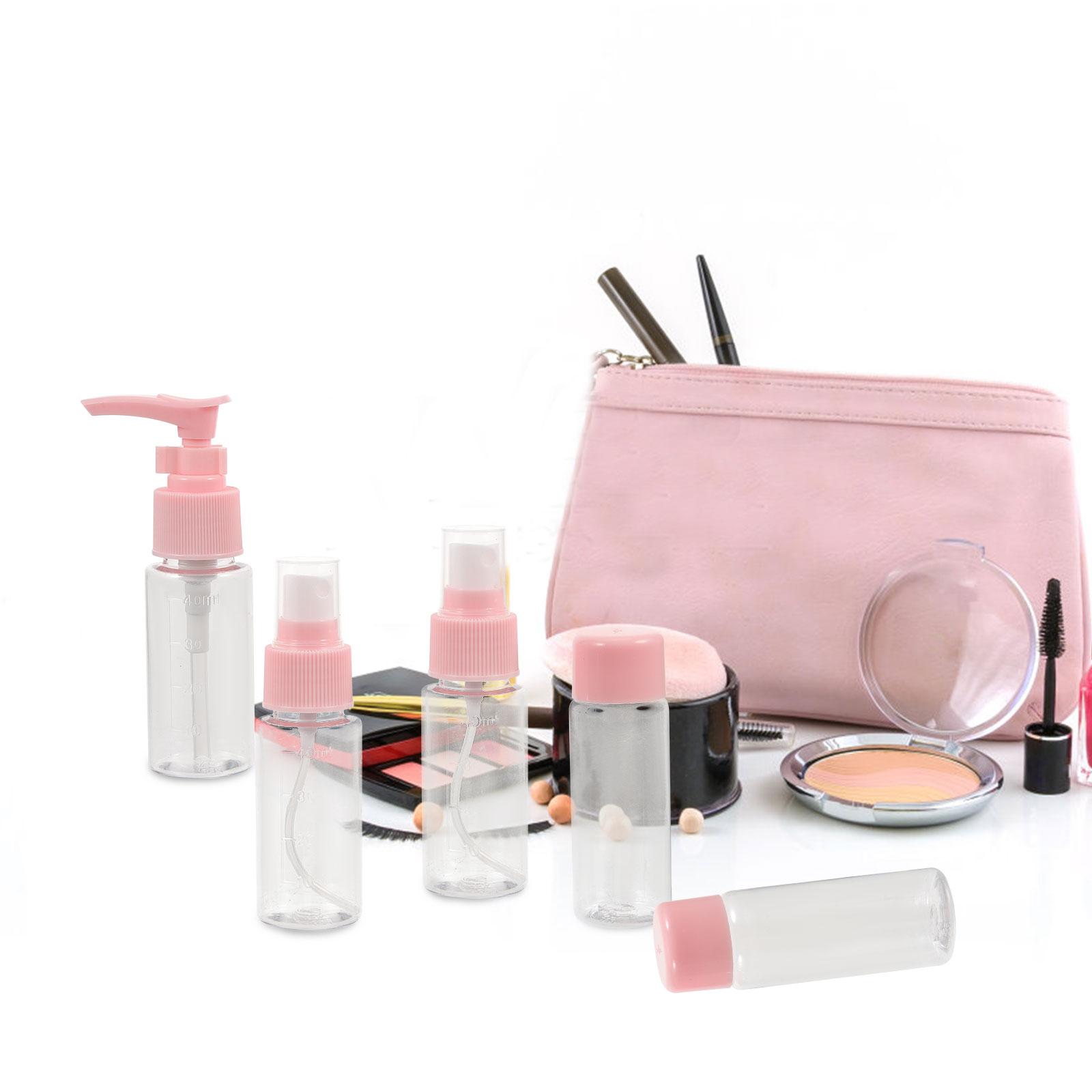 7PCS Travel Bottles Leakproof Containers Refillable Toiletry Tubes Spray Set Plastic Zero Leakage Shampoo Conditioner Lotion