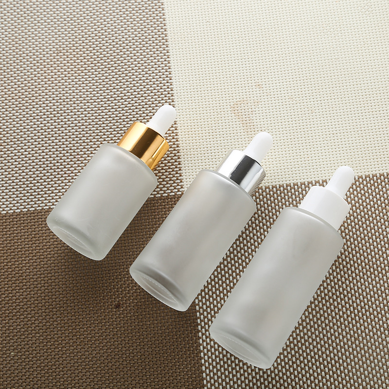 Luxury reusable emptyfrosted flat shoulder lotion pump bottle Homay Shoulder clear Essential Oil Glass Bottle with Glass Dropper
