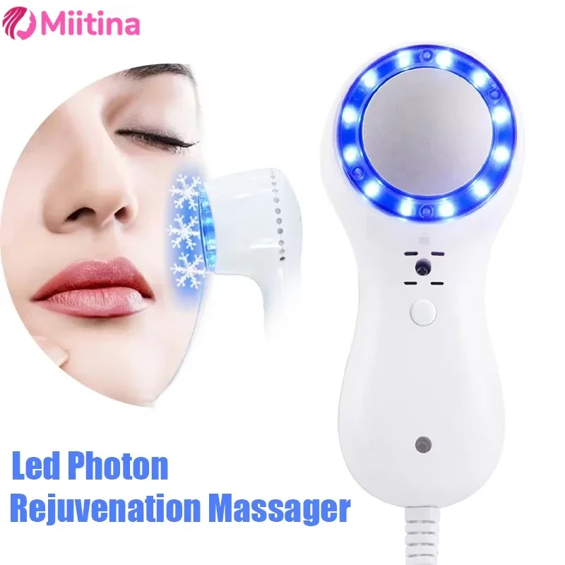 Cryotherapy Skin Cooling Machine Cold Compress Blue Photon Skincooler Facial Reduce Swelling Shrink Pore Ice Cooler Care Calming