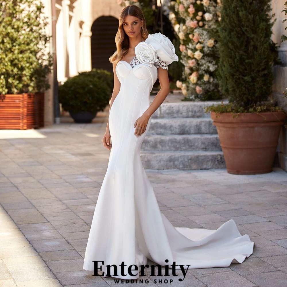 Sexy A-line Customized Wedding Dress Applique Sleeveless Bridal Dress Charming One Shoulder Bridal Gown 2024 Vestidos De Novia