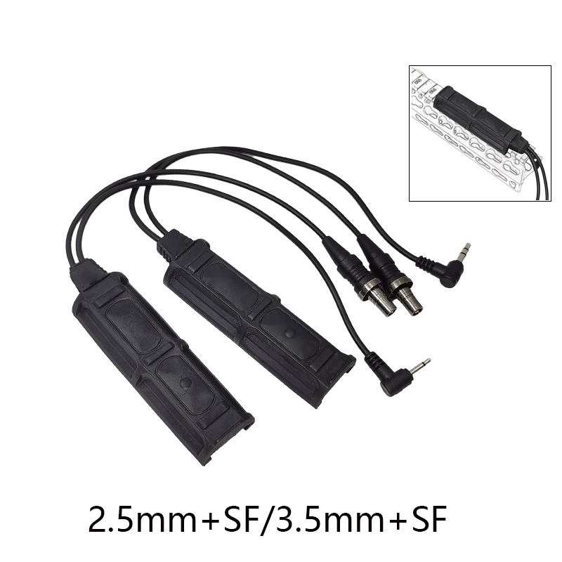 Tactical Crane Dual Pressure Button Switch SF PLUG 2.5/3.5MM Remote Switches Fit PEQ DBAL  Laser M300M600 Hunting Flashlight