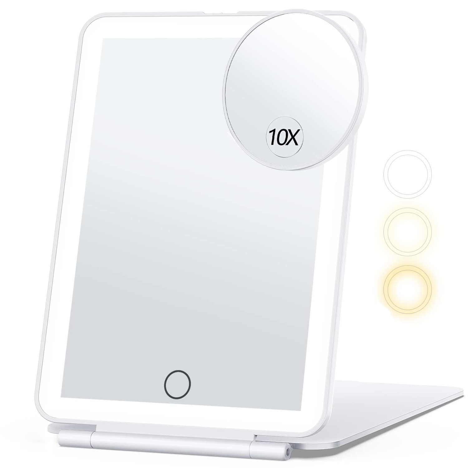 Premium 10X Magnifying Travel Makeup Mirror with 80LED Lights - 3 Color Settings, Battery-Operated, Ultra-Slim & Portable, Perfe