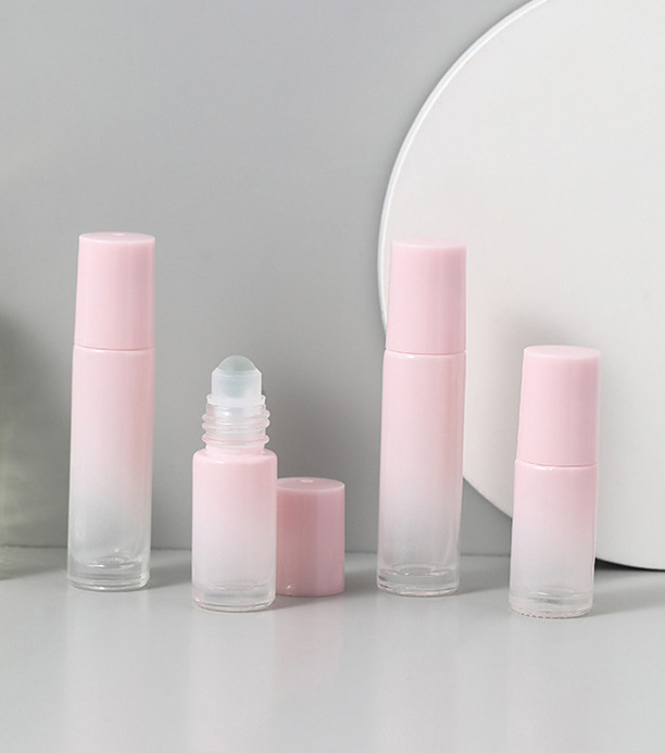 Glass Roller Ball Bottles Round Thick Essential Oil Serum with Metal Ball Transparent PearlescenRoller Glass Perfume Bottles