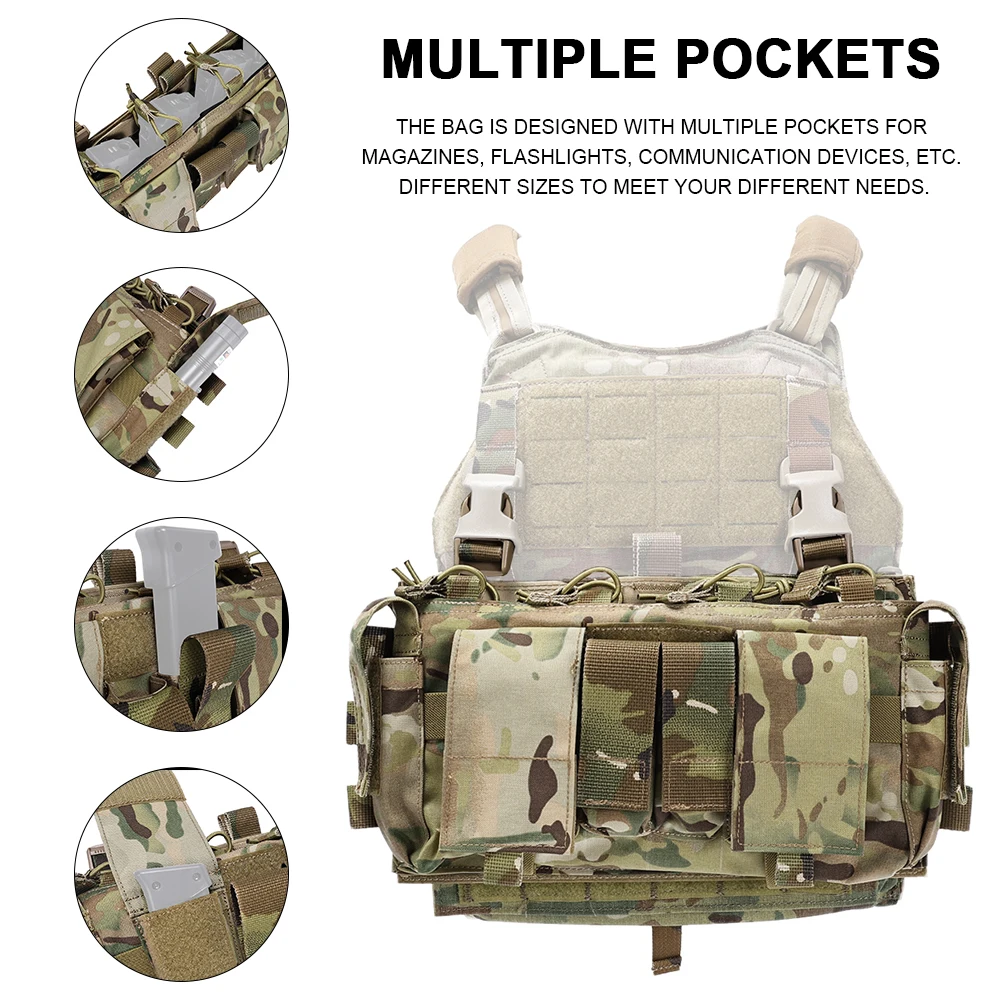 Tactical Chest Rig MOLLE Vest Placard for AR15 M4 5.56 Magazine Pouch Adjustable Molle Panel Carrier Bag for Airsoft Hunting