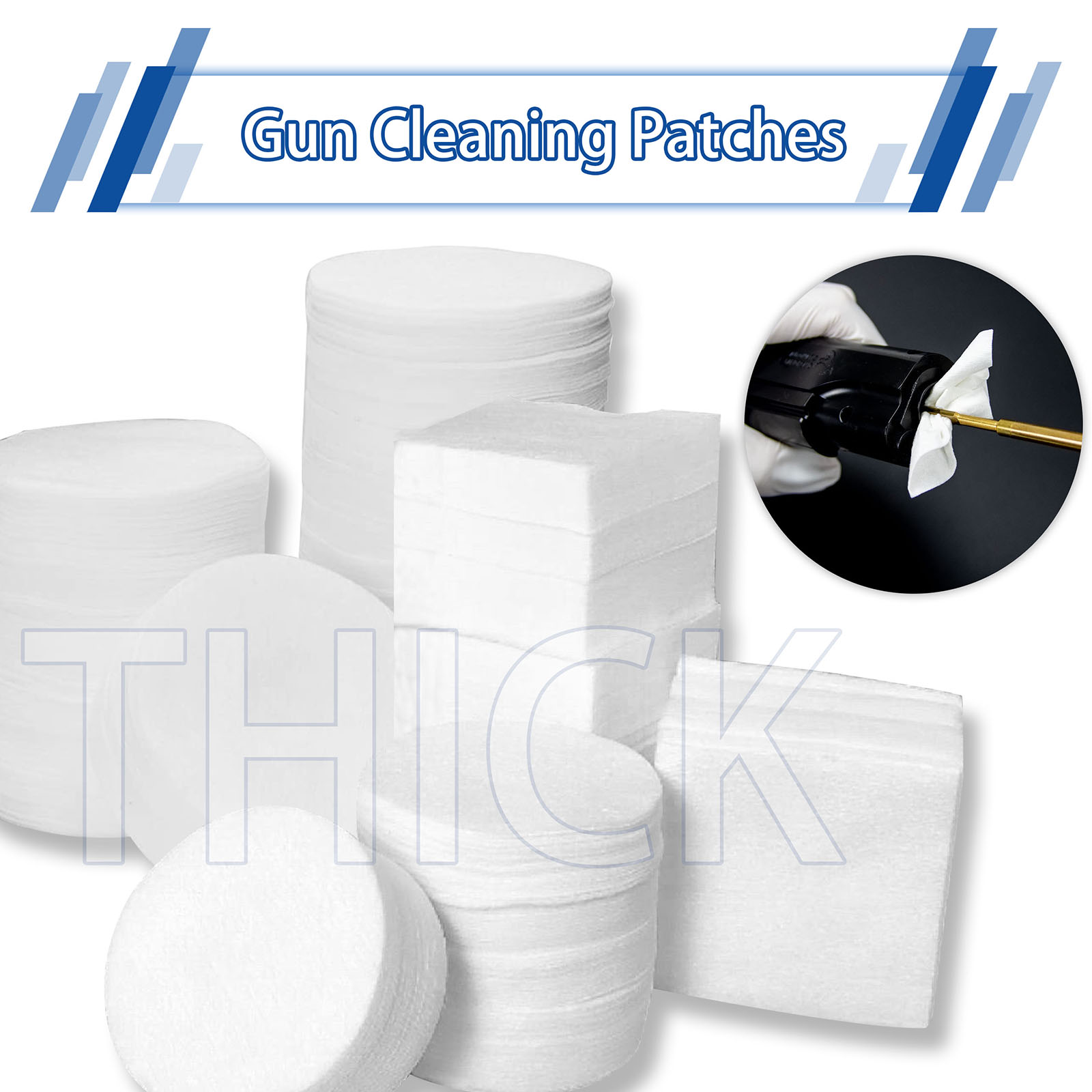 Thick 500PCS Tactical Gun Cleaning Cloths Square Lint-Free round Wipes for 12GA 9mm .22/.30 Cal Rifle Handgun Pistol Maintenance