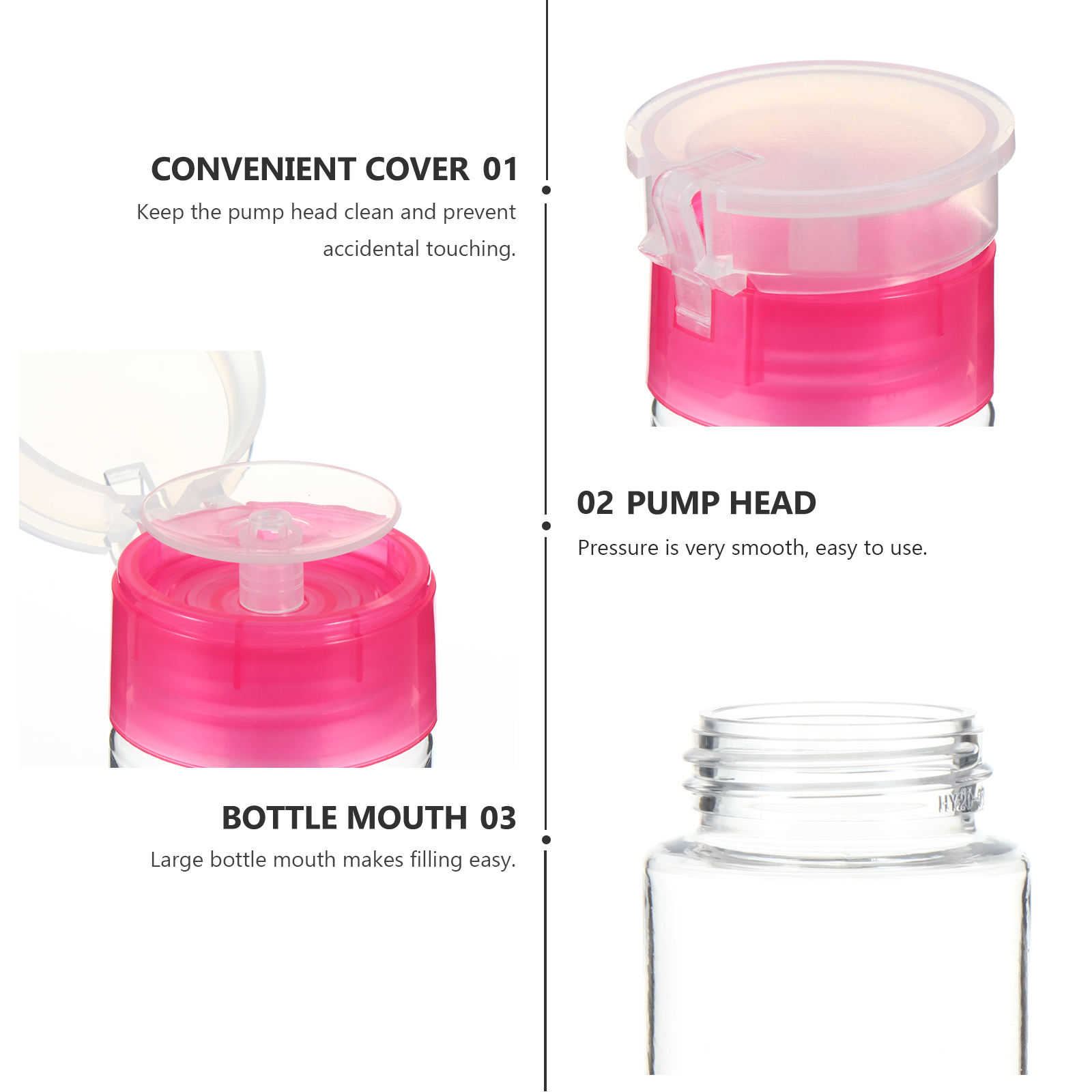 6 Pcs Cleaning Agent Bottles Reusable Plastic Pressing Dispenser Empty Nail Polish Remover Container Storage Bottle Pump Design