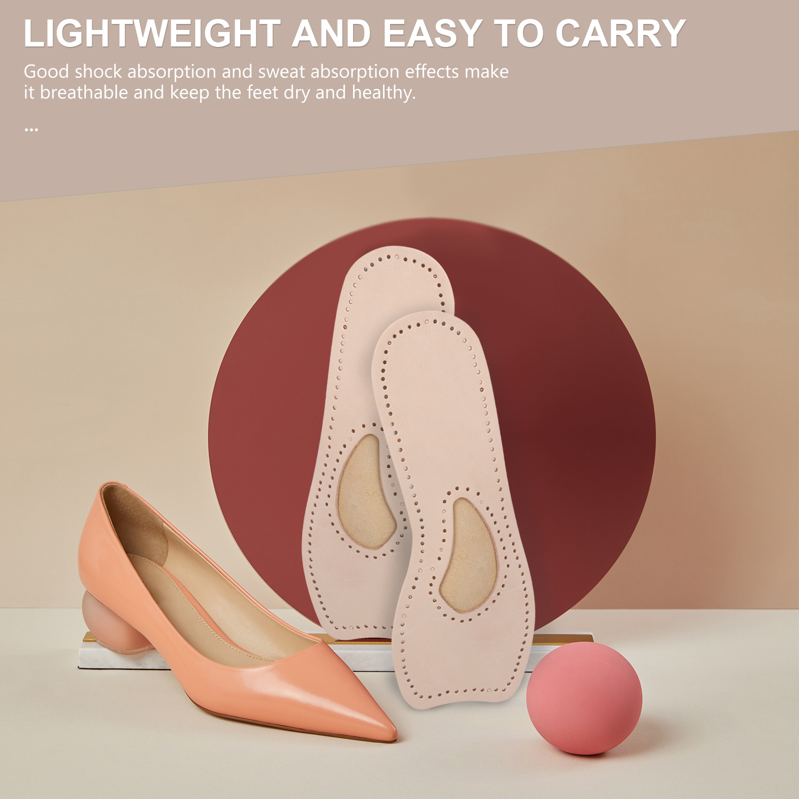 Anti-slip Insoles for Heels Premium Cowhide Women Shoe Pads Cushion Inserts Foot Care Tools Lightweight Portable