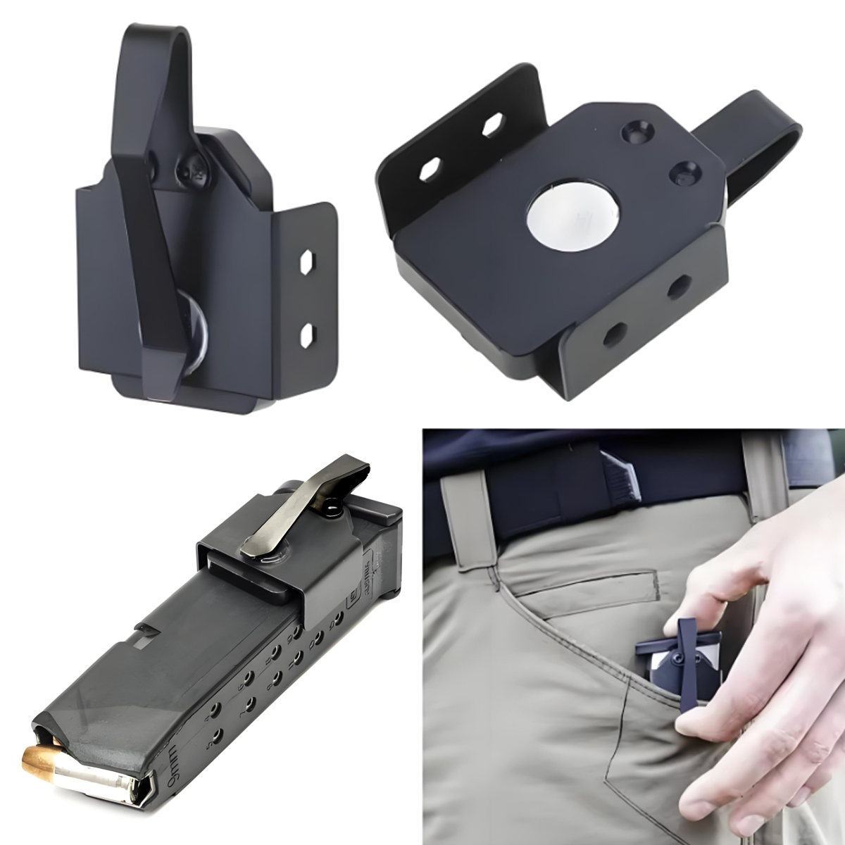 Magnetic Pocket Magazine Holder Heavy-duty Magazine Holder for Pocket Standard Clips for 9mm / .40 S&W Magazines for Hunting