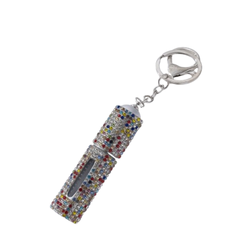 Shiny Bottom Refillable Keychain Bottle Crystal Portable Key Ring Atomizer Rhinestone Empty Spray Bottle For Travel
