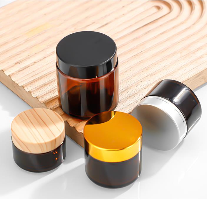 Glass Cosmetic Cream Lotion Jars Empty Packaging Containers Candle Glass Jar Pot with Plastic Lid Sizes for Lip Balm Cosmetics