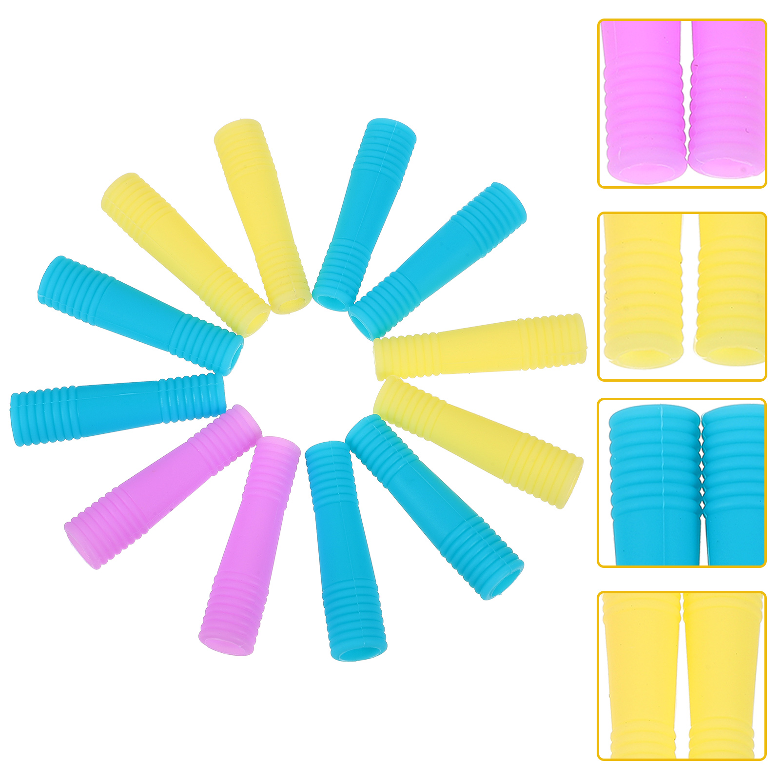 6 Pairs Anti-slip Silicone Handle Covers Cuticle Scissors Trimmer Protective Sleeves Manicure Tool Cases Random Colors
