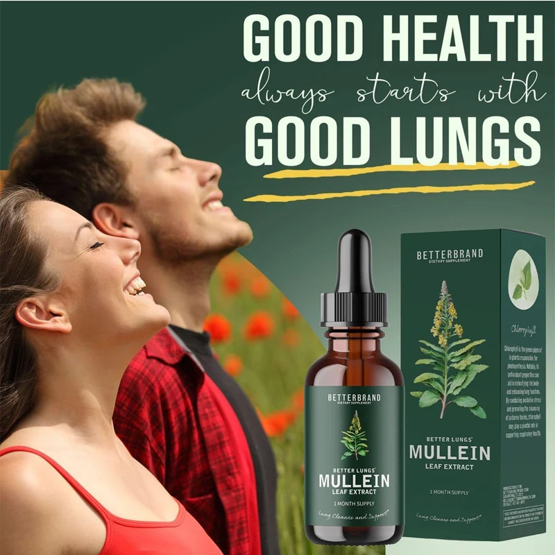 Mullein Leaf Extract Supplement - Liquid Chlorophll Drops for Lungs, Nose & Bronchial Cleanse - Respiratory Health for Smokers