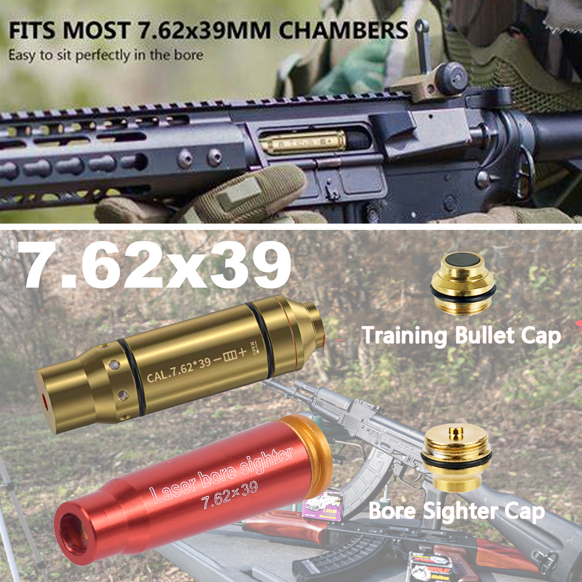 7.62X39 Training Laser Bullet Bore Sighter Pointer AK Series Rifle 7.62 Dry Fire Laser Bullets for AK-74 AK47 Training Laser