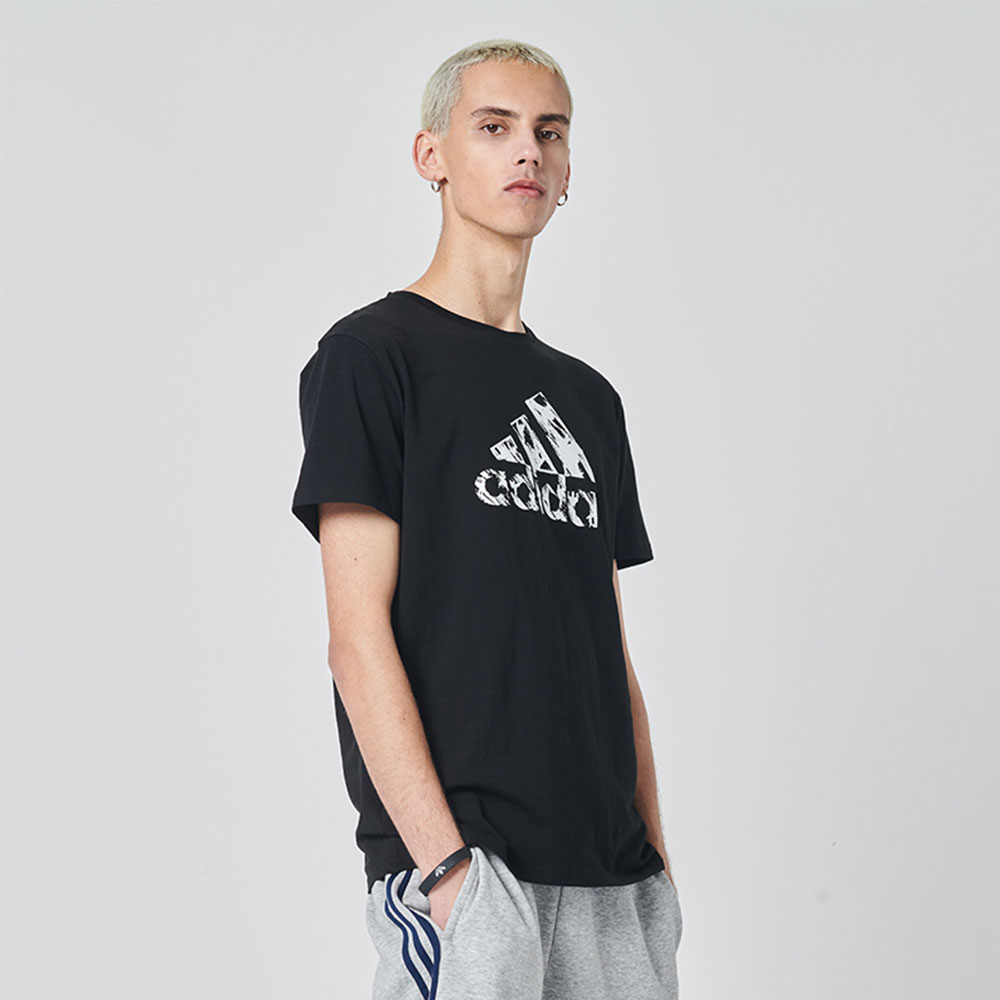 Adidas Men's Black Graphic T - Shirt, Short Sleeve, Crew Neck, for Casual Daily Wear