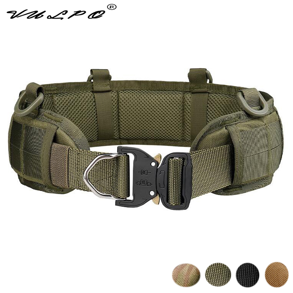 VULPO Adjustable Tactical Belt Men Molle Battle Belt Airsoft Combat Outdoor CS Hunting Paintball Padded Waist Belt