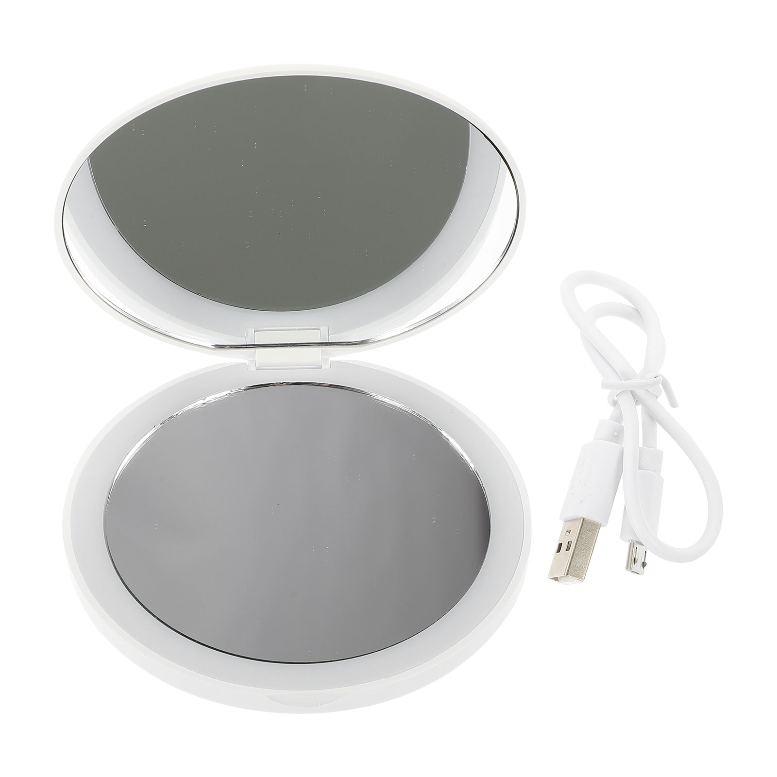 LED Makeup Mirror Handheld Rechargeable Compact Portable Small ABS Lighted Travel Vanity Mirror for Girls Pocket Size Clear