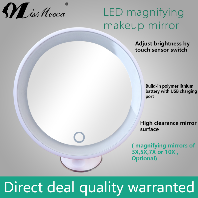 Lighted Makeup Mirror,5X/7X/10X Magnifying Mirror Suction Cup with Adjustable Brightness,360°Swivel for Magnifying Vanity Mirror