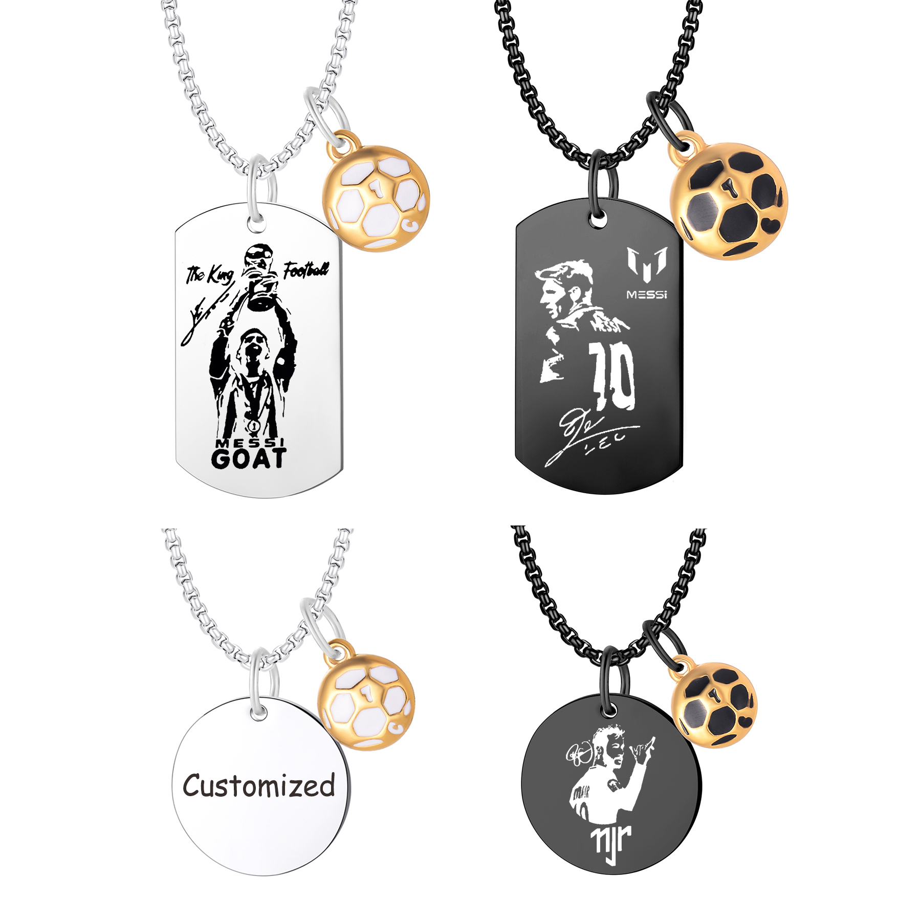 1Piece Stainless Steel Necklace Trendy Football Soccer Star Messi Cristiano Ronaldo Fans Fans Custom Engraved Jewelry