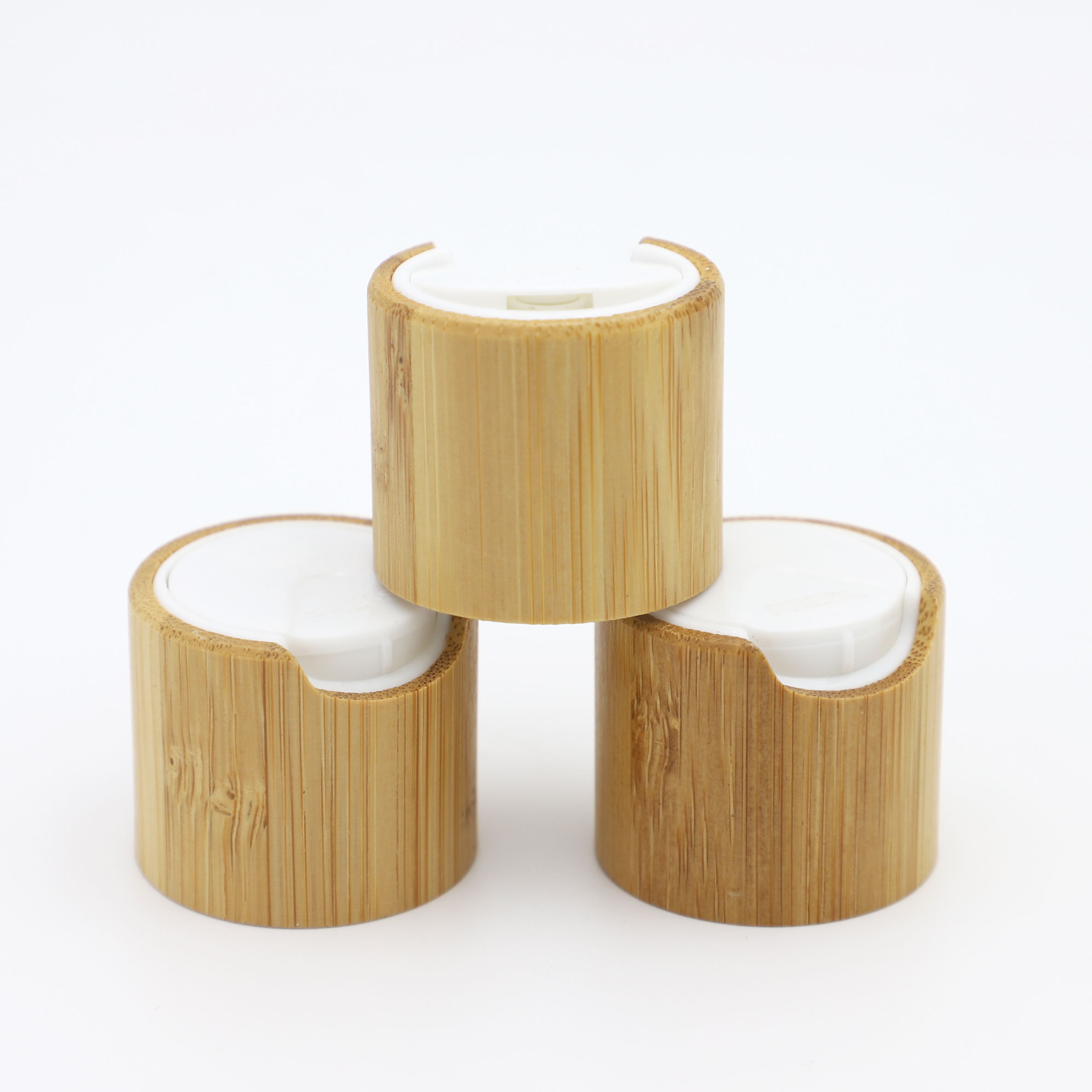 Bamboo Disc Top Cap for Shampoo Shower Gel Squeezable Plastic Bottles Cosmetic Packaging Disc Top Cap Bamboo Cover Lid Screw Cap