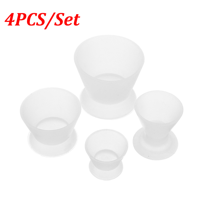 4Pcs Dental Silicone Rubber Cup Flexible Self Solidifying Mixing Bowls High Temperature Disinfecting Rubber Mixing Bowl Tool