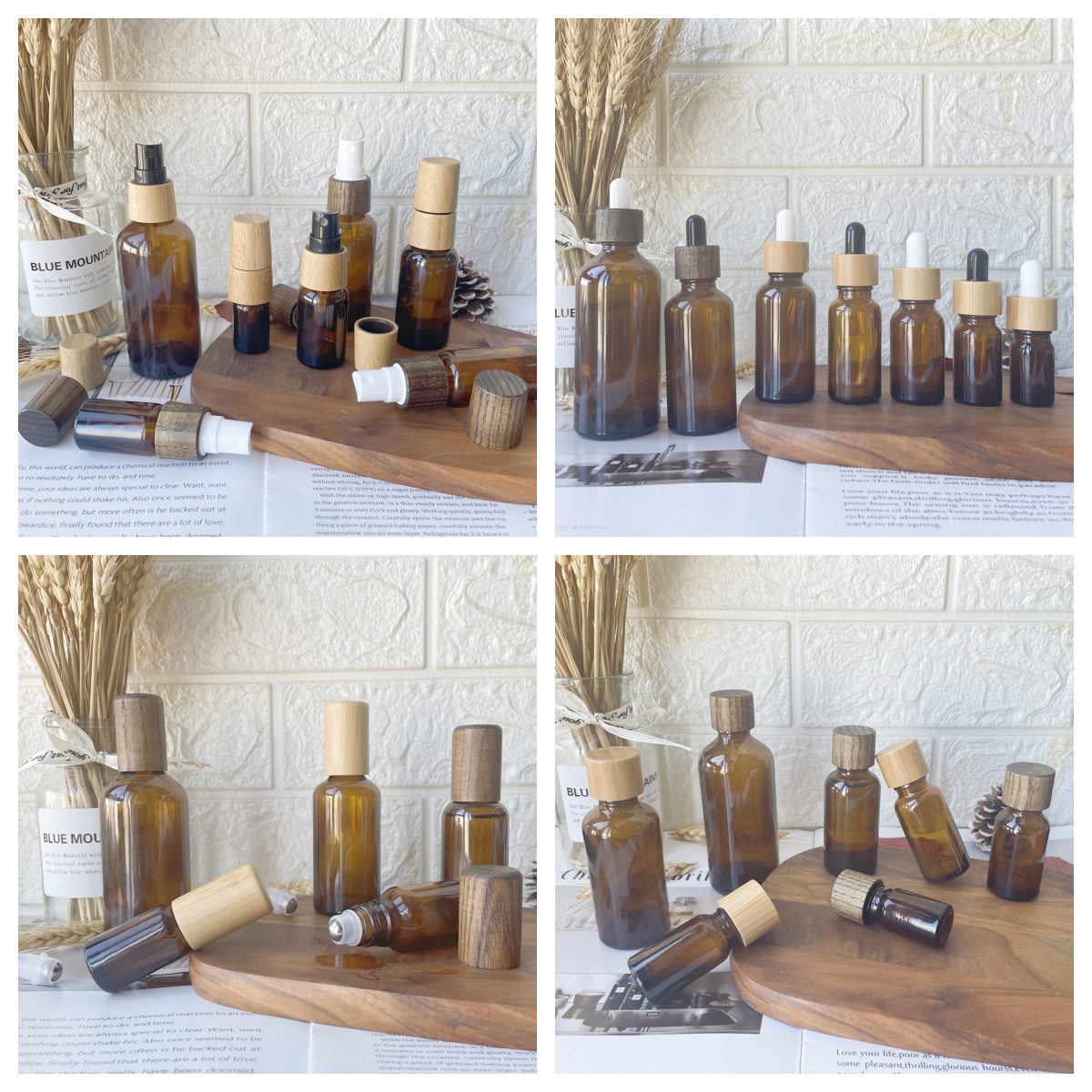 5ml 10ml 15ml 20ml 30ml 50ml 100ml Empty Amber Glass Spary Pump Bottle Refillable Perfume Aromatherap Liquid Cosmetics Packaging