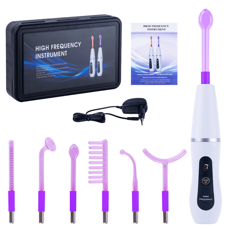 Portable Handheld High Frequency Skin Therapy Wand Machine for Acne Massage Skin Rejuvenation Tightening Wrinkle Reducing Tool