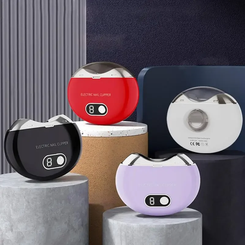 Mini Electric Nail Clippers With UV Light Rechargeable Nail Trimming Machine Automatic Nail Polishing Trimmer Clipper Cutter