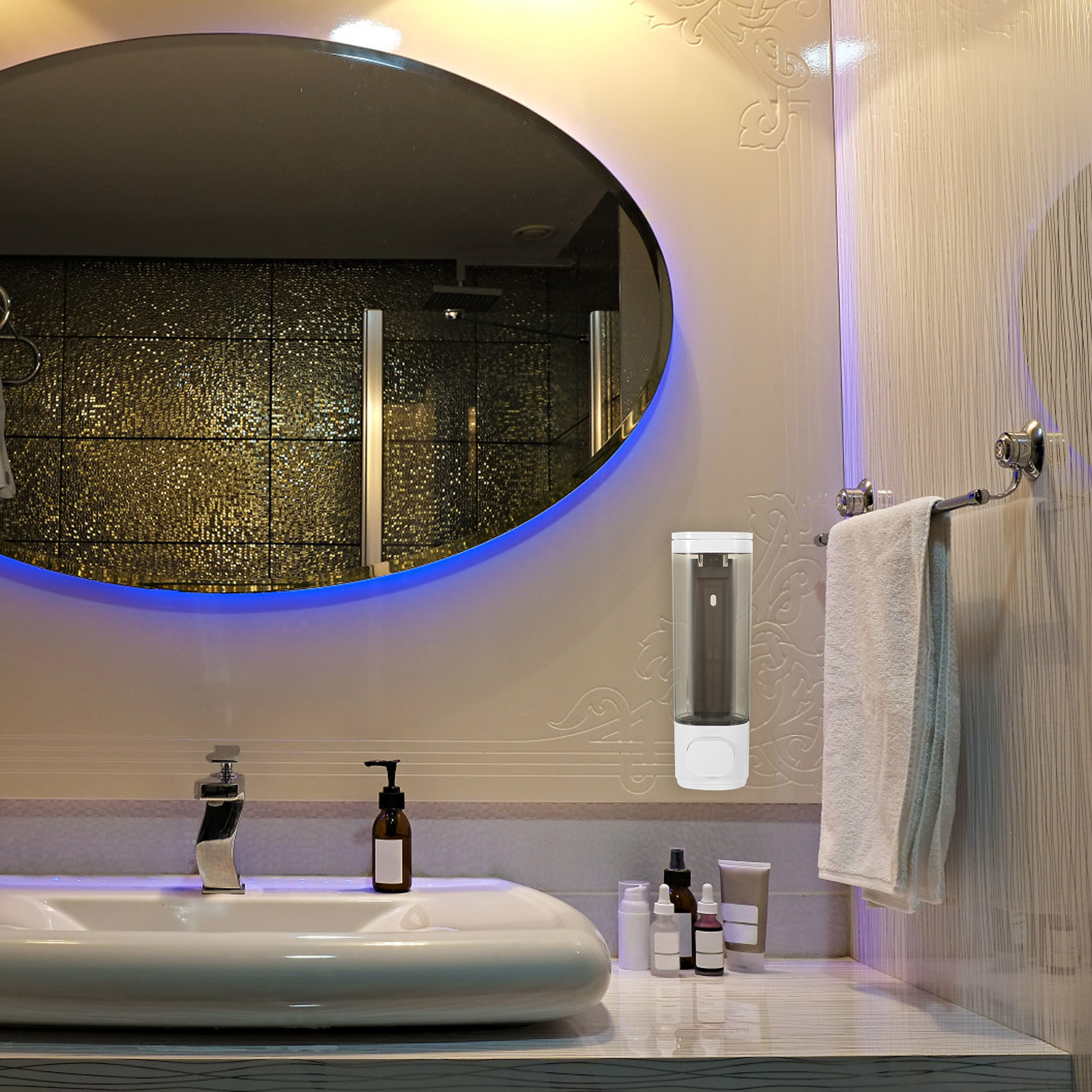 Wall Hanging Lotion Dispenser H Container Bathroom Shower Gel Press Manual Soap Dispensers ABS Material Transparent Design Easy