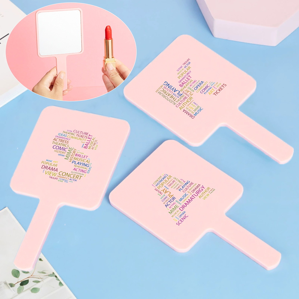 1pc Fashionable Square Handheld Vanity Mirror Essential For Quick Beauty Checks And Touch-Ups Initial Name 26 Letters Pattern