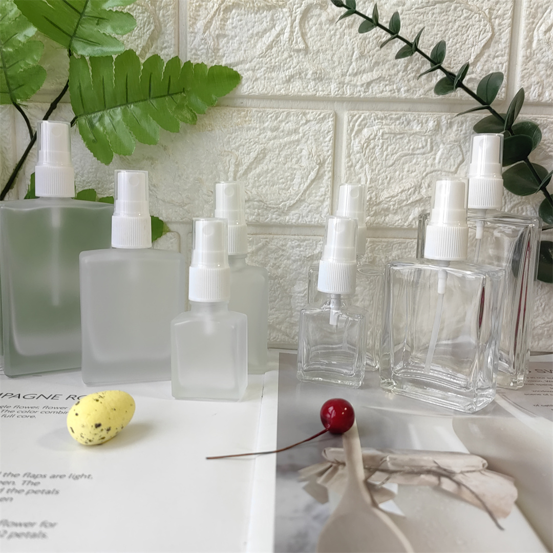 15ml 30ml 50ML 100ML Prufume Alcohol Spray Press Dispenser Square Glass Frosted Transparent Empty Travel Makeup Atomizer Vials